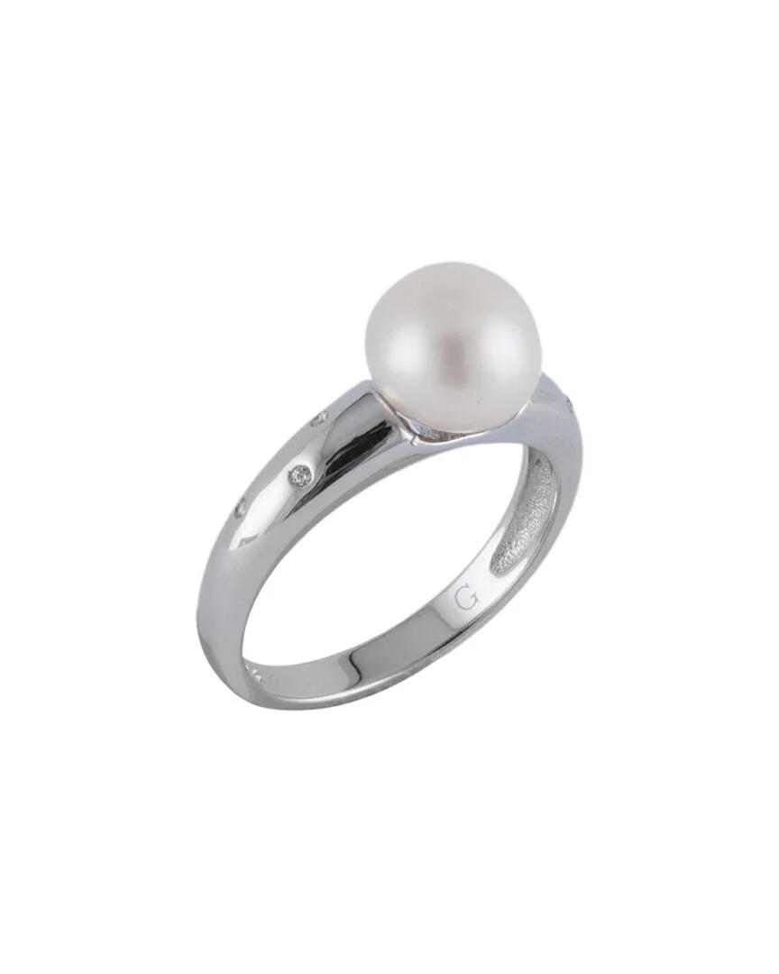 Pearls Rhodium Plated 8-9Mm Pearl Cz Ring by Splendid