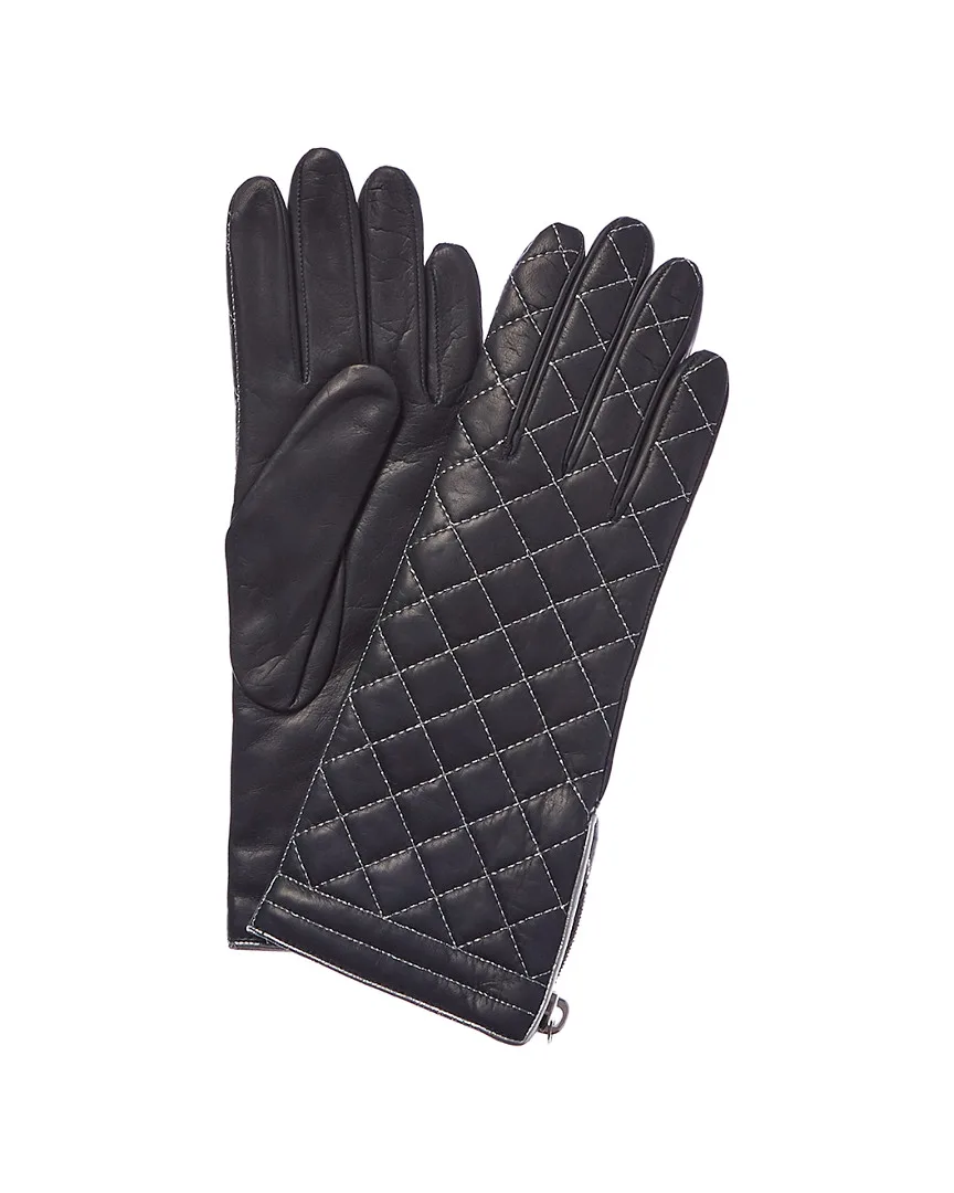 Iron Grey & Silver Cashmere-Lined Leather Gloves by Portolano