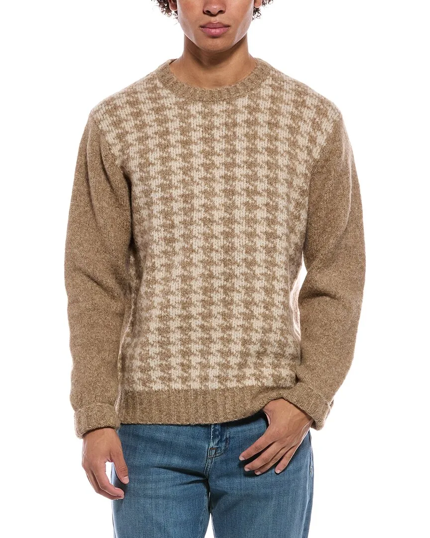 Fuzzy Houndstooth Crewneck Sweater