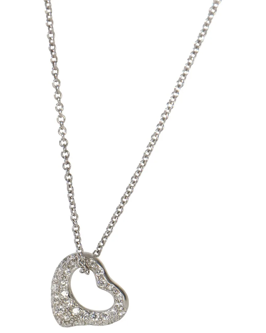Elsa Peretti Open Heart Platinum 0.21 ct. tw. Diamond Necklace (authentic Pre-Loved) by Tiffany & Co.