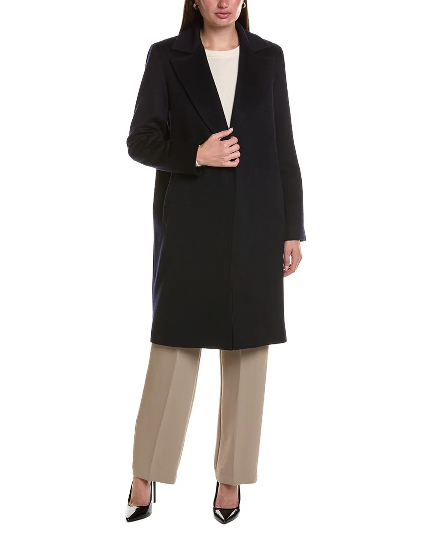 Single-Breasted Notched Lapel Wool & Cashmere-Blend Coat