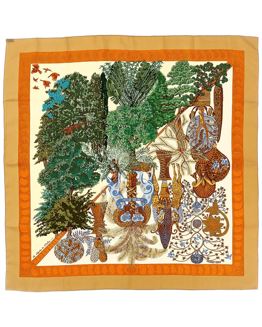 Les Legendes De Larbre Annie Faivre Silk Scarf (authentic Pre-Loved) by Herms