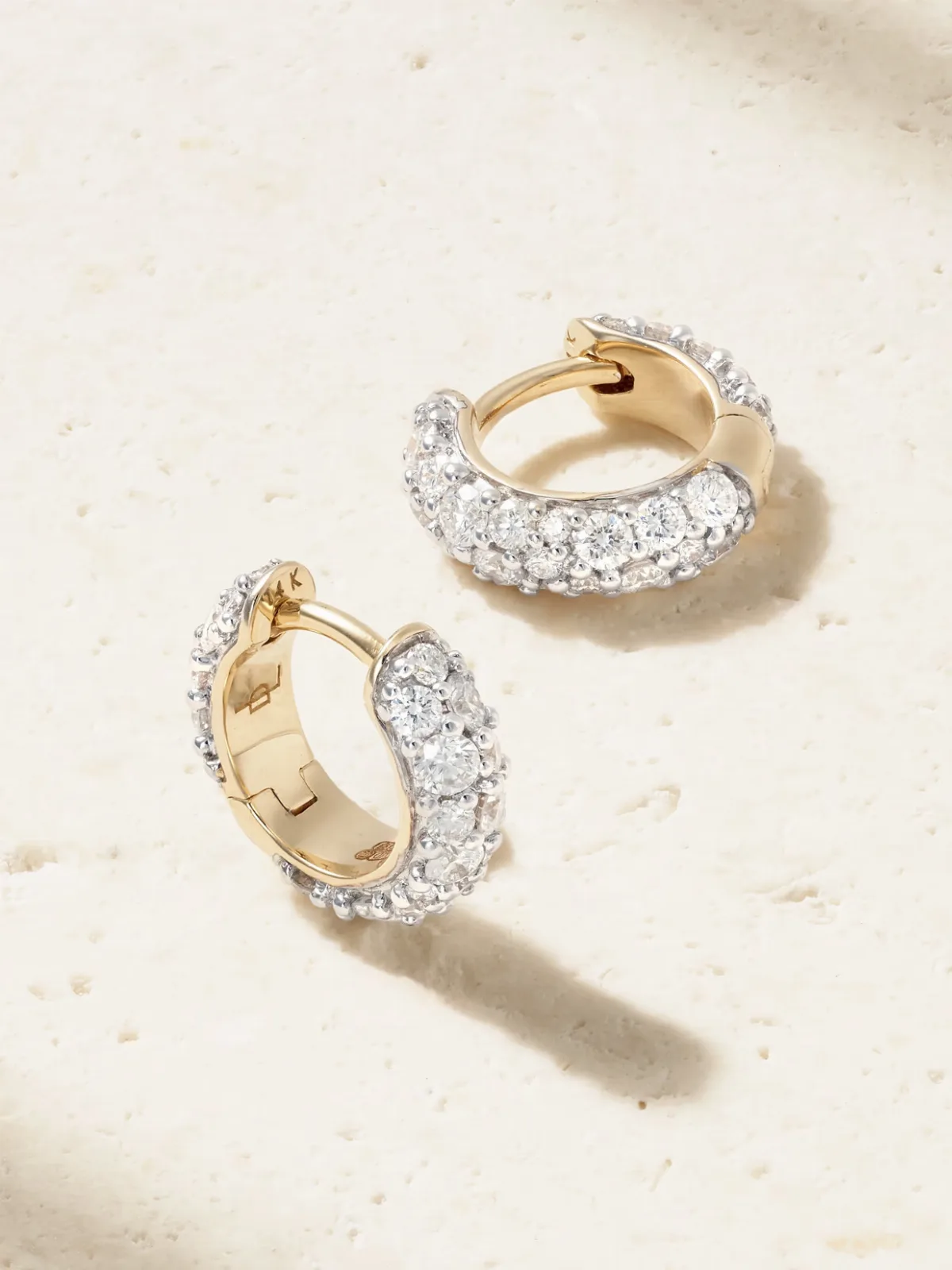 - Chubby 14-karat Gold Diamond Hoop Earrings -