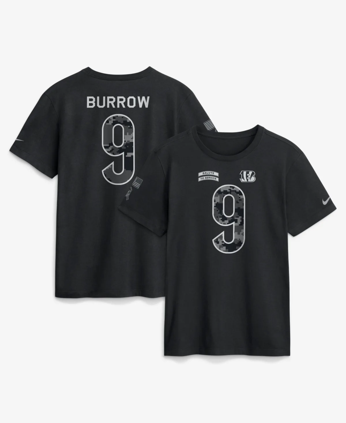 Joe Burrow Cincinnati Bengals 2026 Salute to Service Name & Number T-Shirt