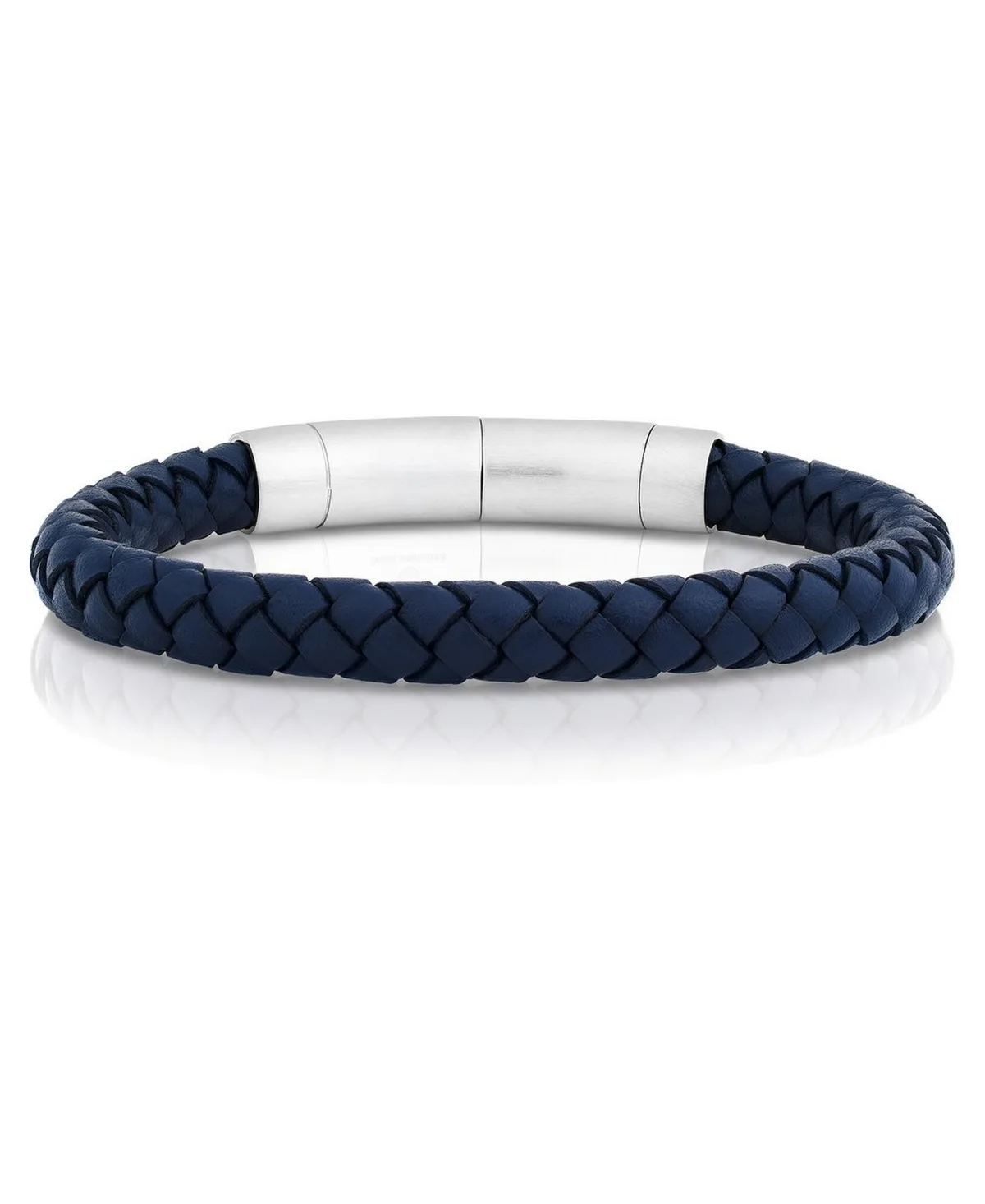 Genuine Leather and Stainless Steel Braided Bracelet