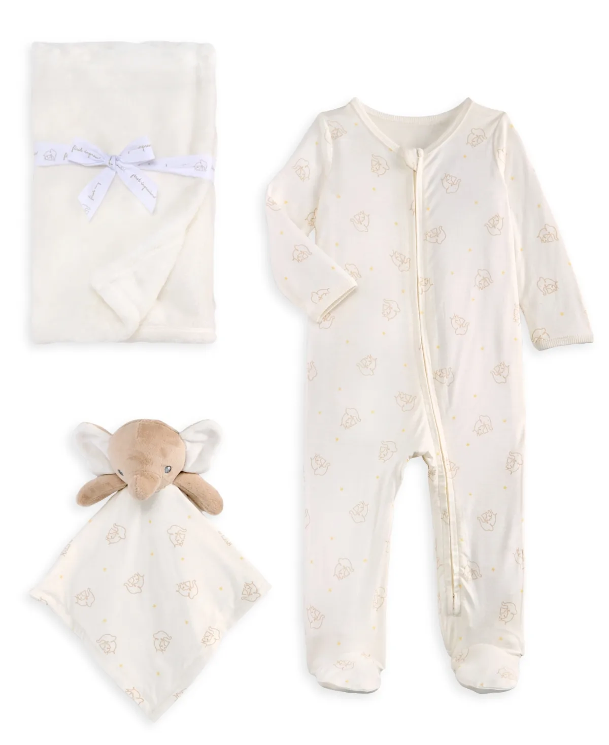 Elephant Blanket, Security Blanket and Footed Coverall, 3-Piece Set by First Impressions