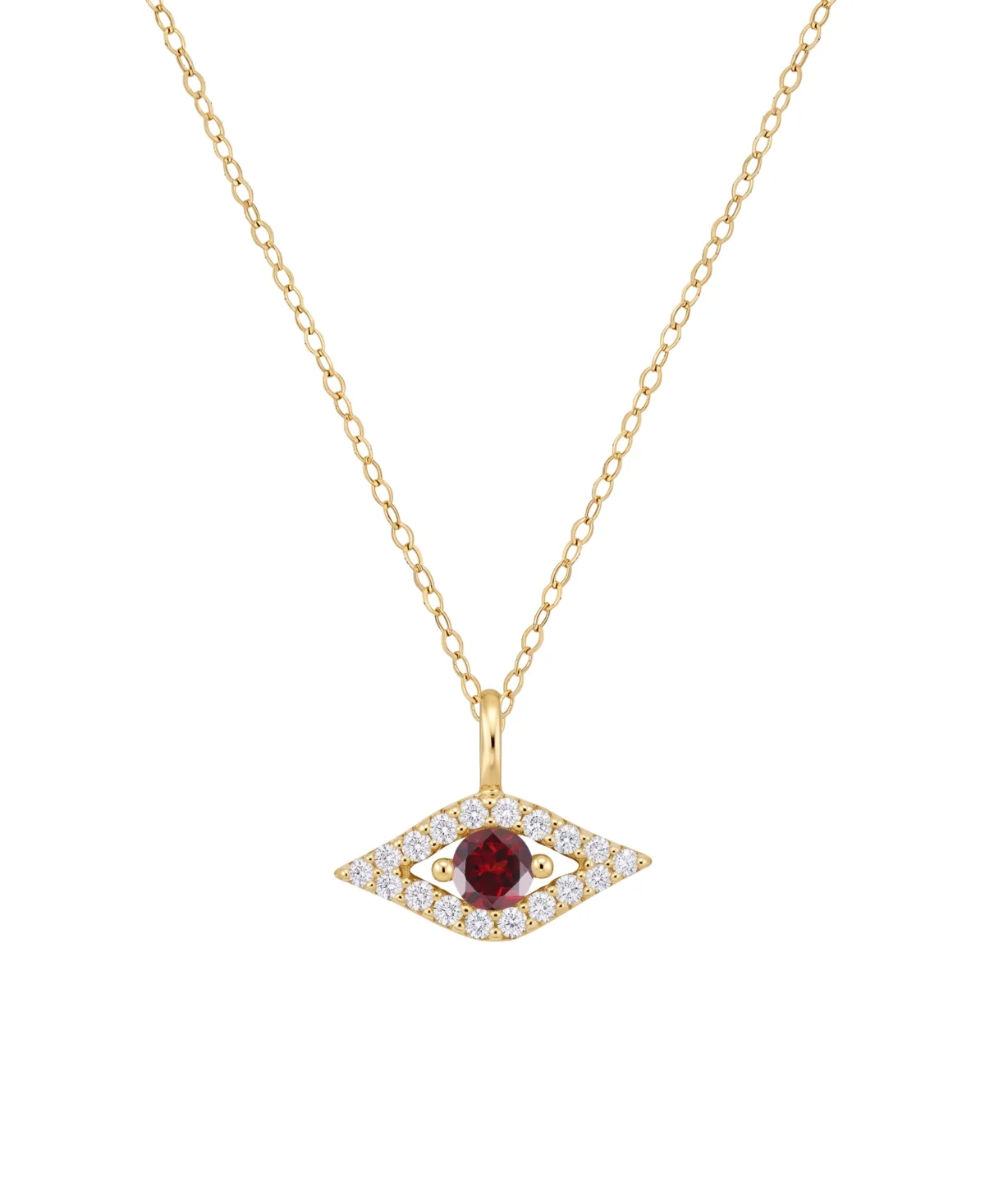 Garnet and Diamond Evil Eye Pendant (1/10 ct. t.w. Garnet, 1/10 ct. t.w. Diamond) in 14k Gold by Macy's