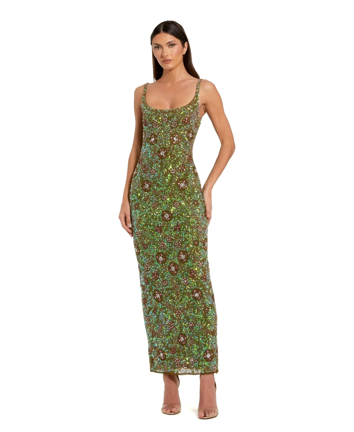Mac Duggal Hand-Beaded Floral Midi Dress by M.A.C.
