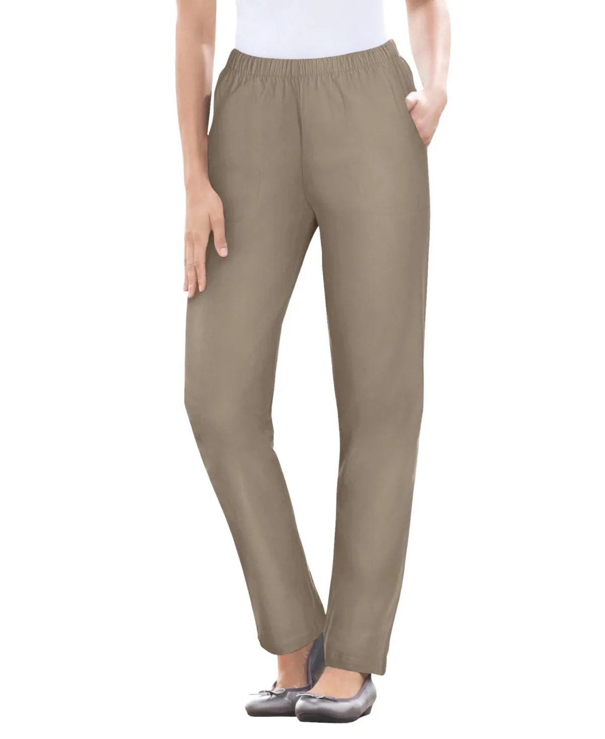 Within Straight Leg Fineline Pull-On Stretch Denim Jeans by Woman Within