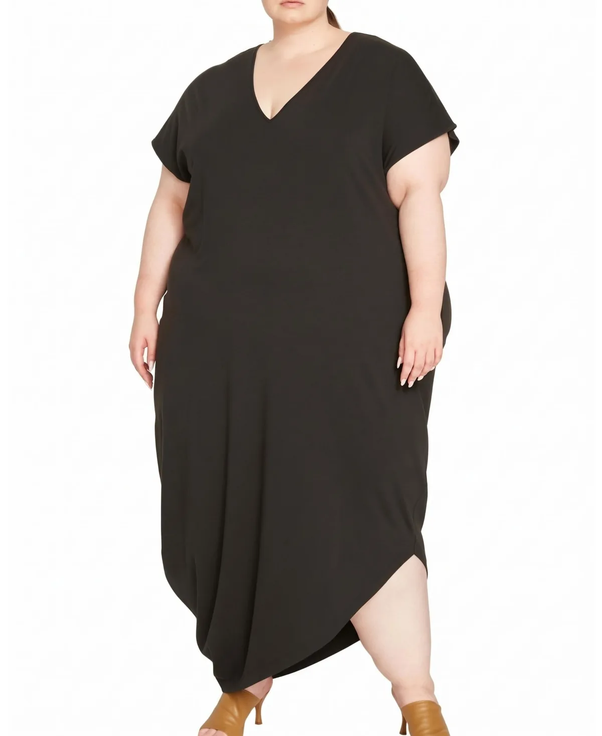 Iconic Geneva V-Neck Short-Sleeve Midi Dress by Universal Standard