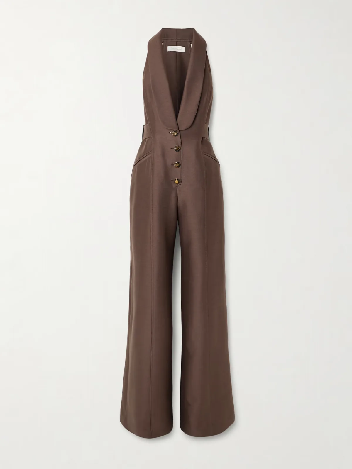 - Alchemy Buckled Wool And Silk-blend Halterneck Jumpsuit - by Zimmermann