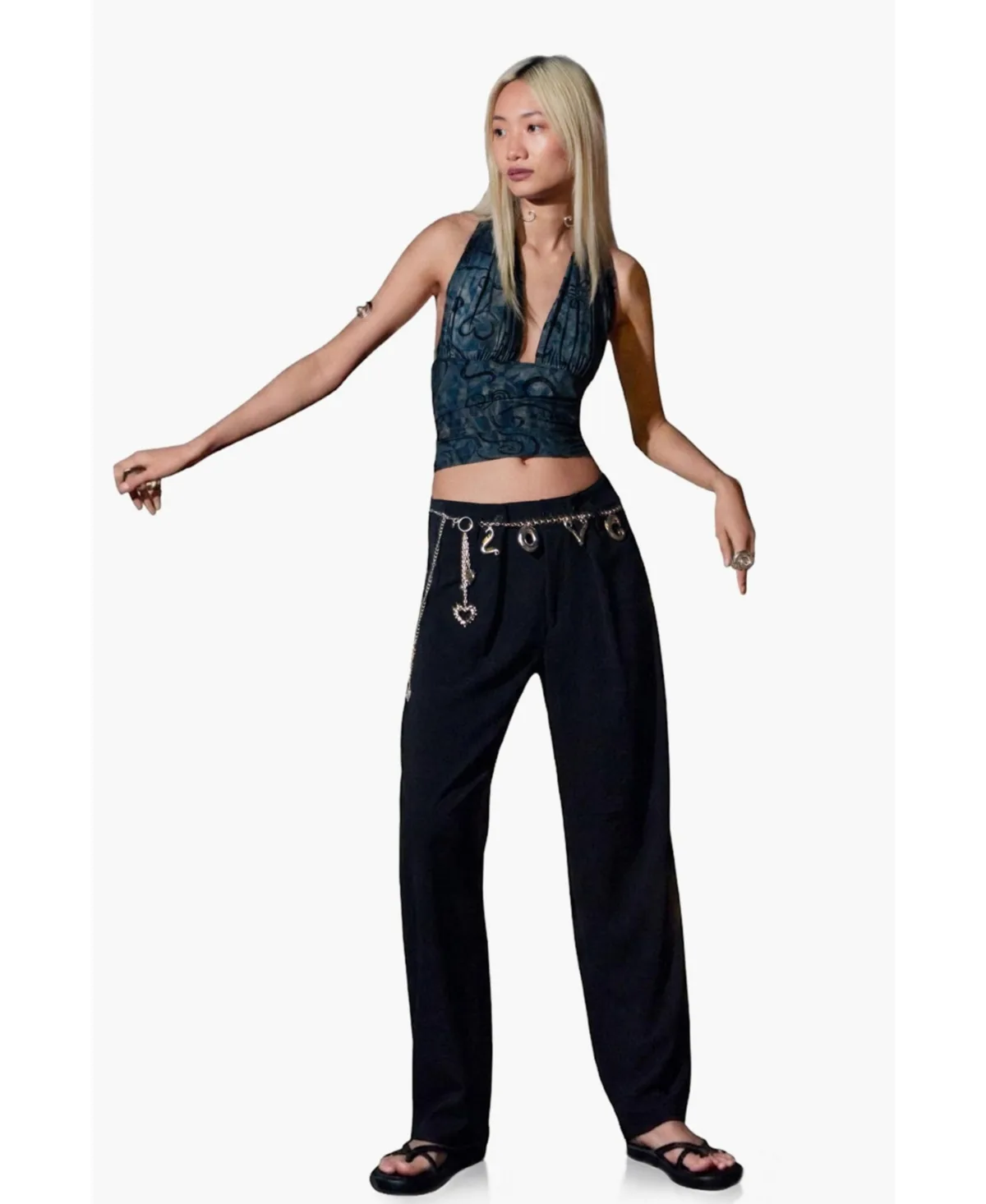 Flocked Halter Crop Top by Desigual