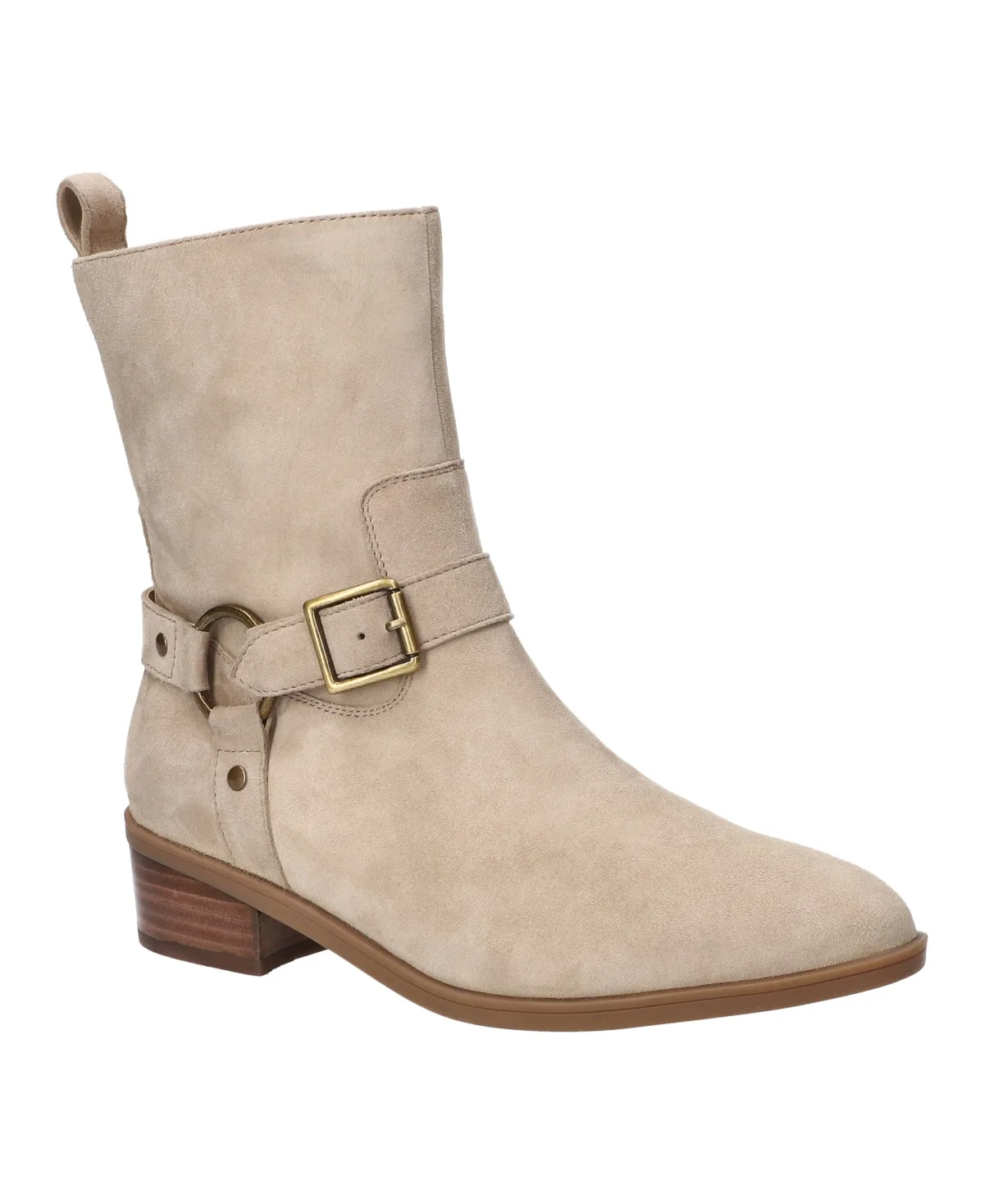 Pike Round Toe Ankle Boots - Almond Suede Leather by Bella Vita
