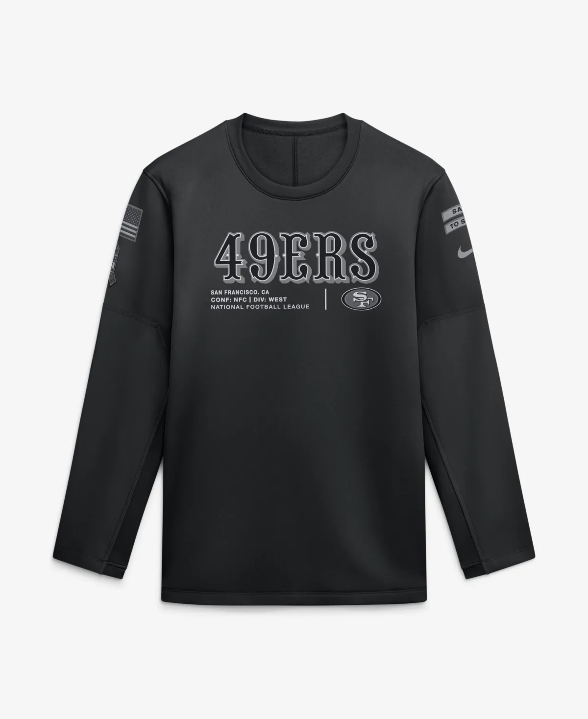 San Francisco 49ers 2026 Salute to Service Sideline Coaches Crewneck Therma-Fit Sweatshirt