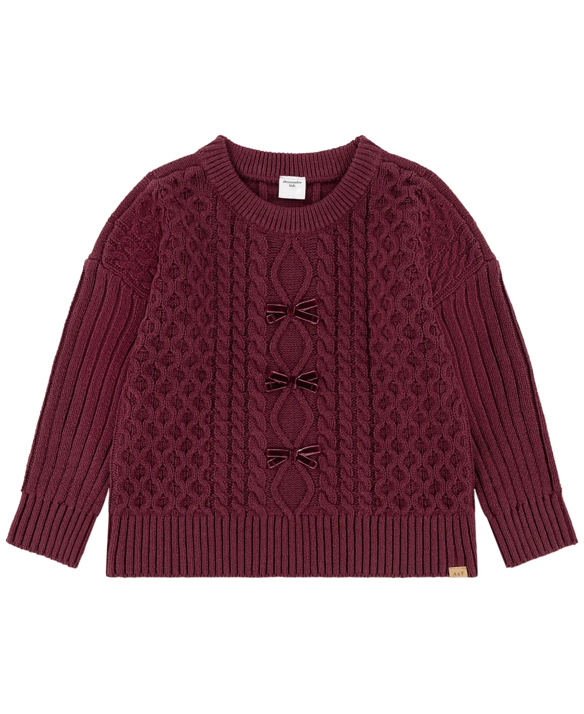 Cable-Knit Oversized Bow-Front Cotton-Blend Sweater by Abercrombie Kids
