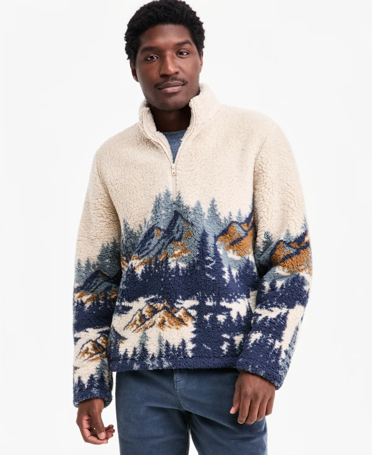 Quarter-Zip Sherpa Fleece Pullover by Sun  Stone