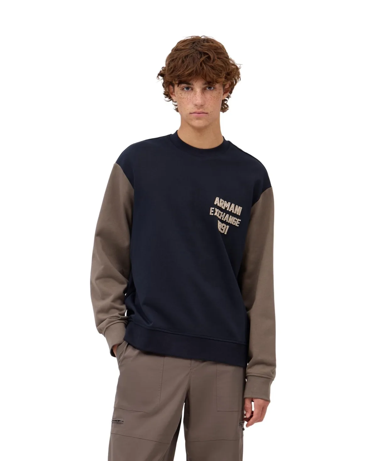 A - x Armani Exchange Long Sleeve Color-Block Crewneck Sweatshirt by Armani