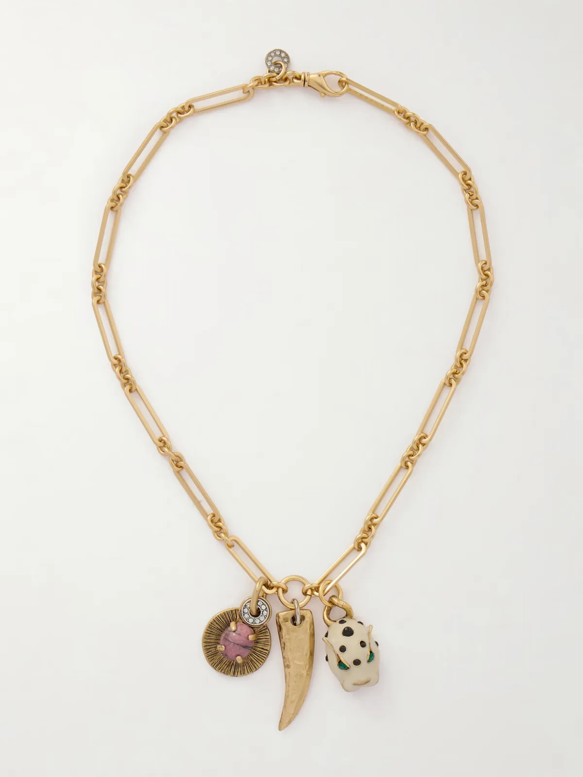 - Soli Gato Gold-plated, Crystal And Rhodonite Necklace -