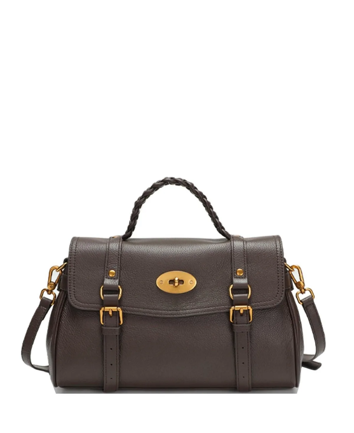 Genuine Leather Heritage Satchel Bag, Top Handle Crossbody Shoulder Purse, Turn Lock Flap Messenger Work Handbag by Susu