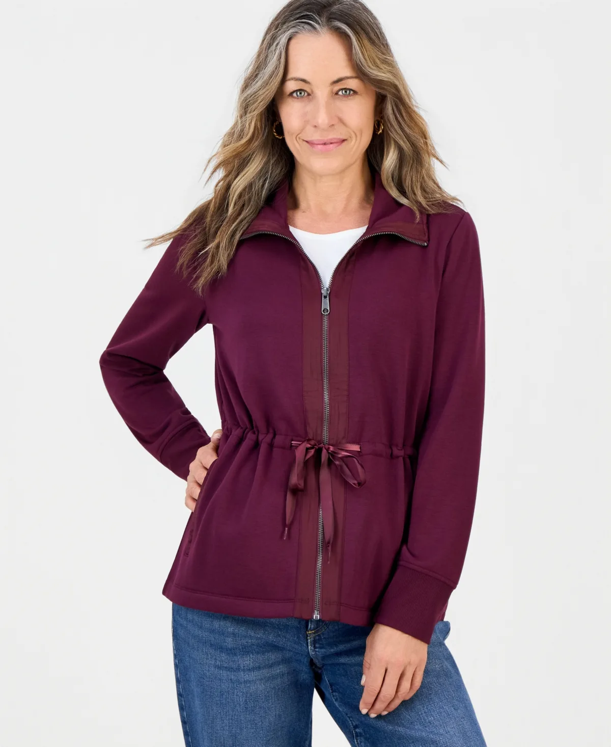 LuxLounge Collared Fleece Jacket by Style & Co