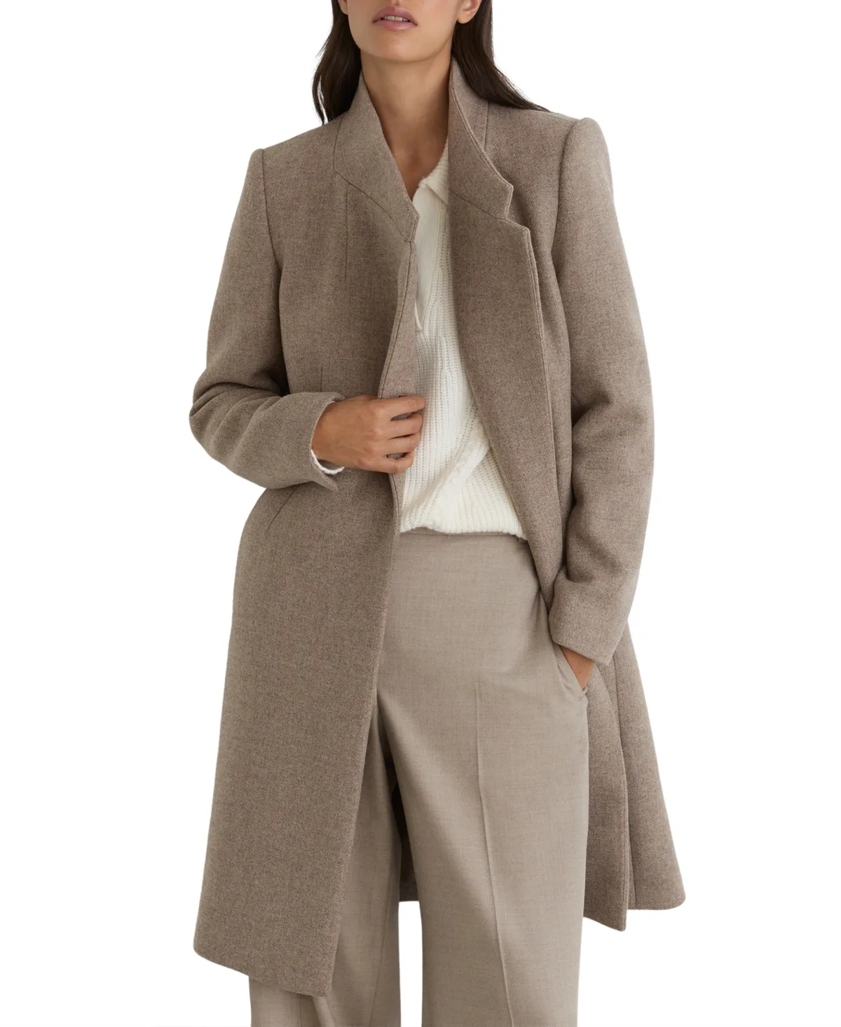 Max Wool-Blend Wrapover Mid-Length Coat by Reiss