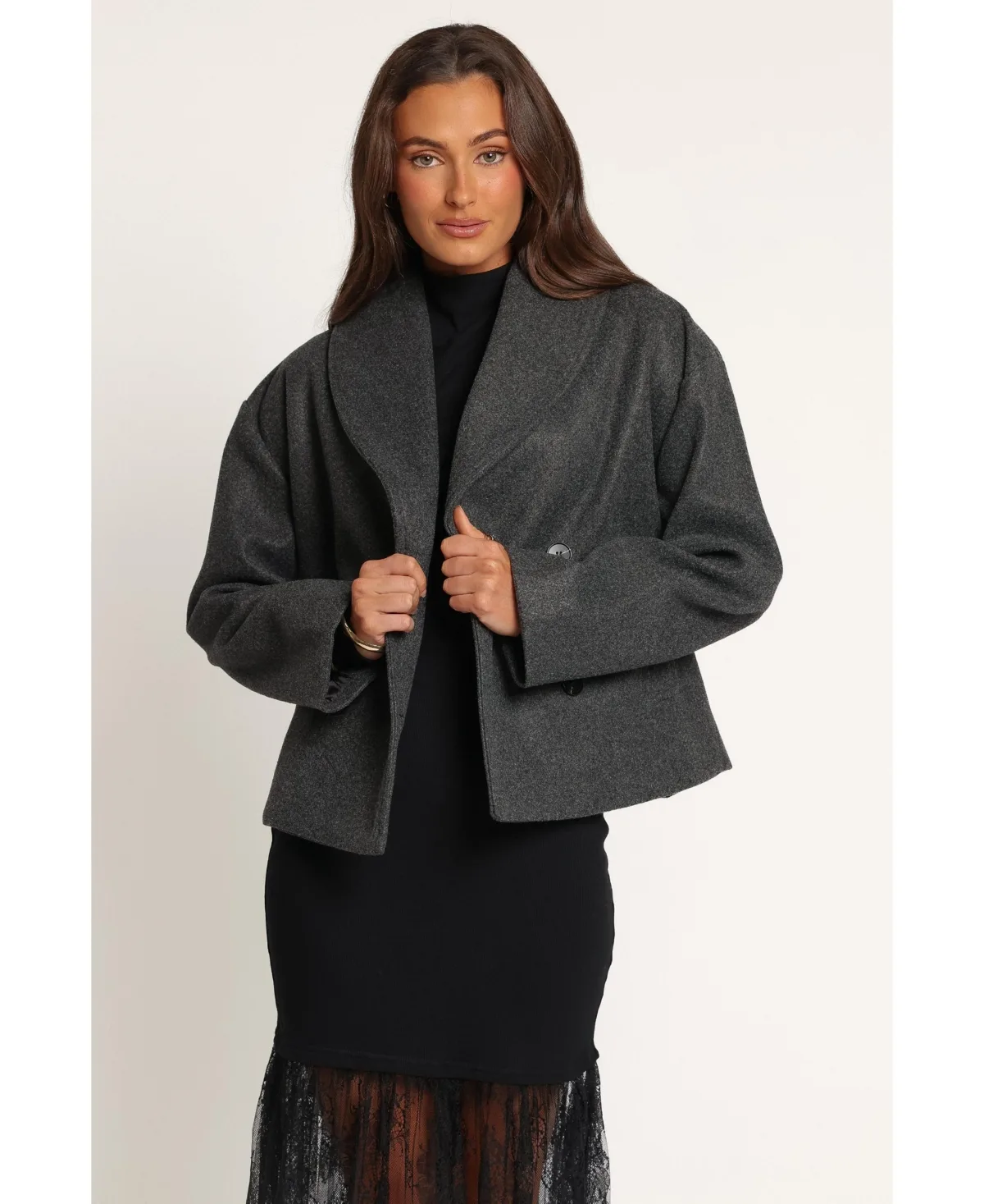 Darla Rolled-Collar Double-Breasted Car Coat by Petal and Pup
