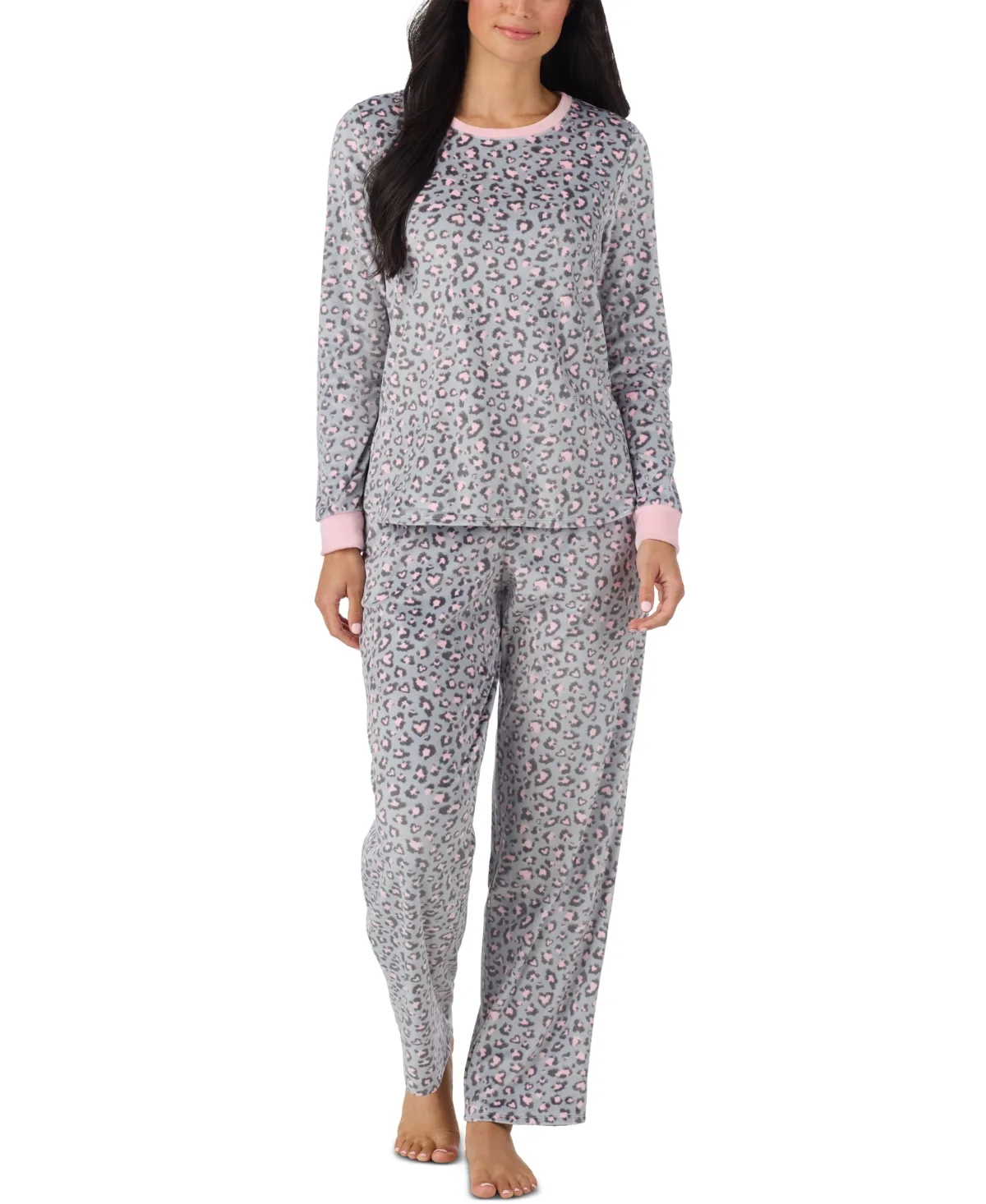 Long Sleeve Velour Knit 2-Piece Pajama Set