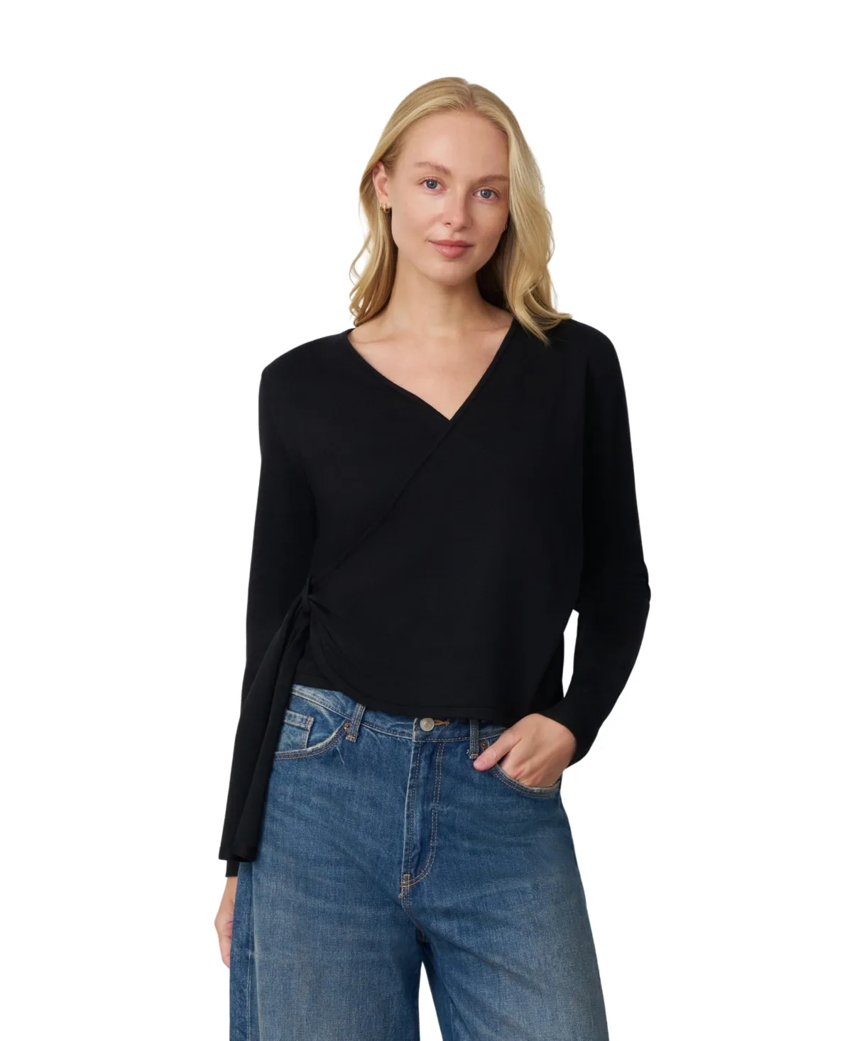 Side Tie Wrap Sweater by Cable & Gauge