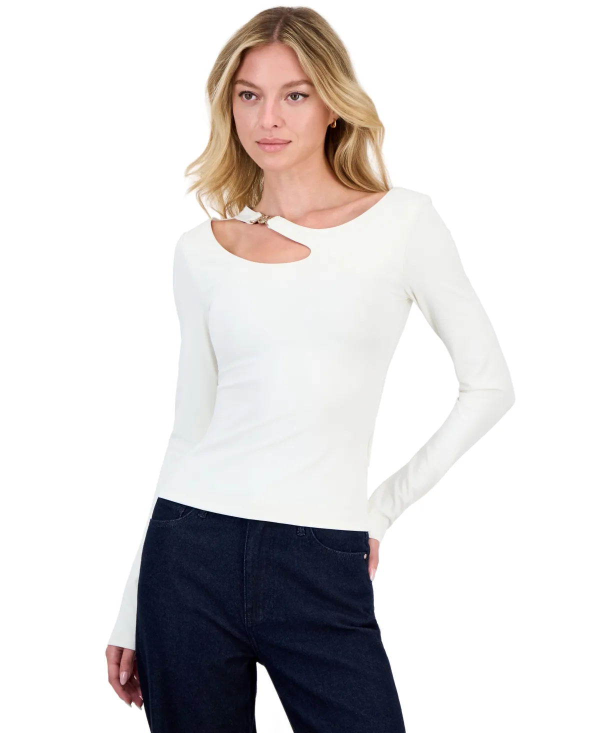 Eleanor Long-Sleeve Buckle Top by GUESS