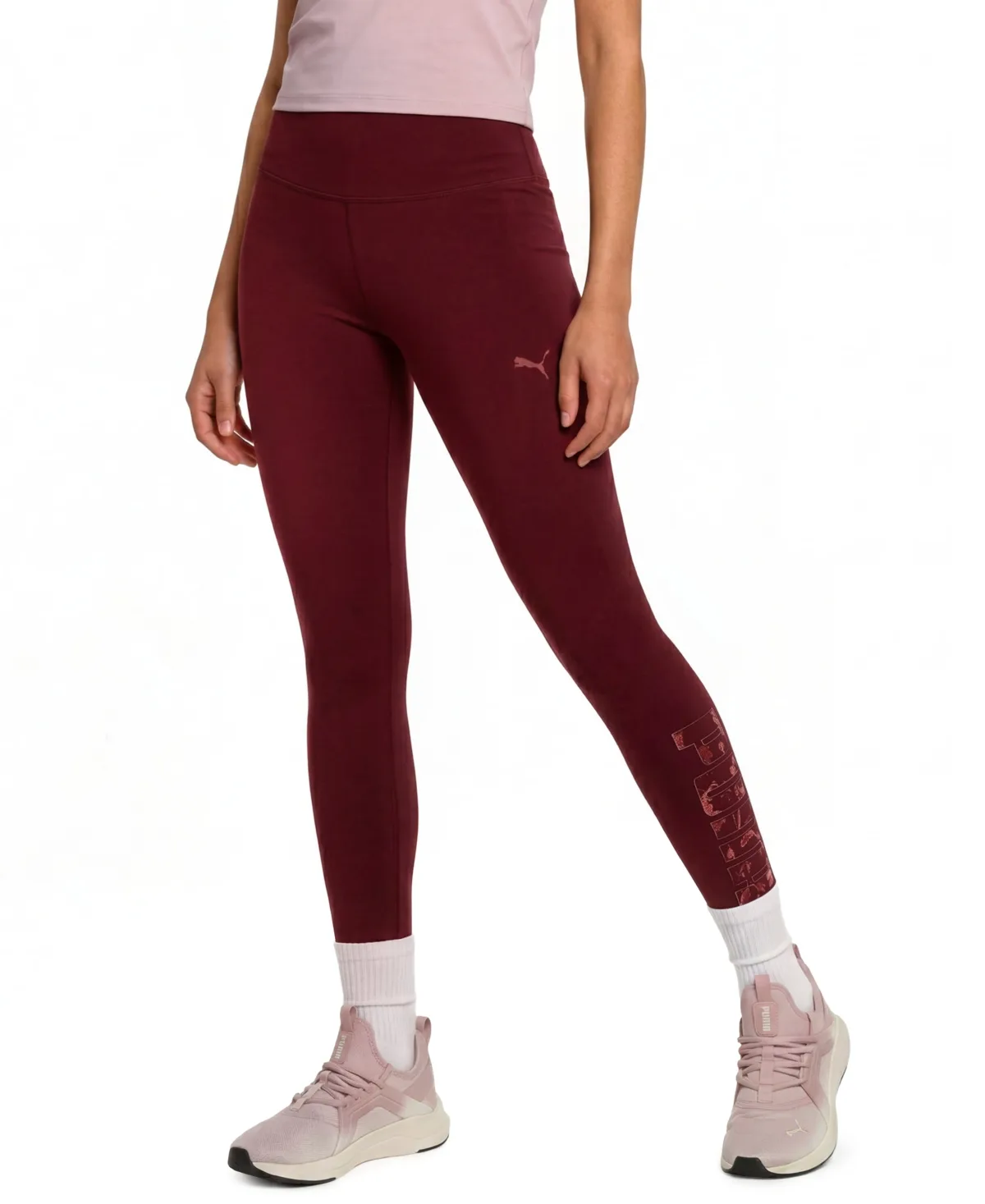 Ess Elevated Darling High-Rise Graphic Cotton-Blend Leggings by PUMA