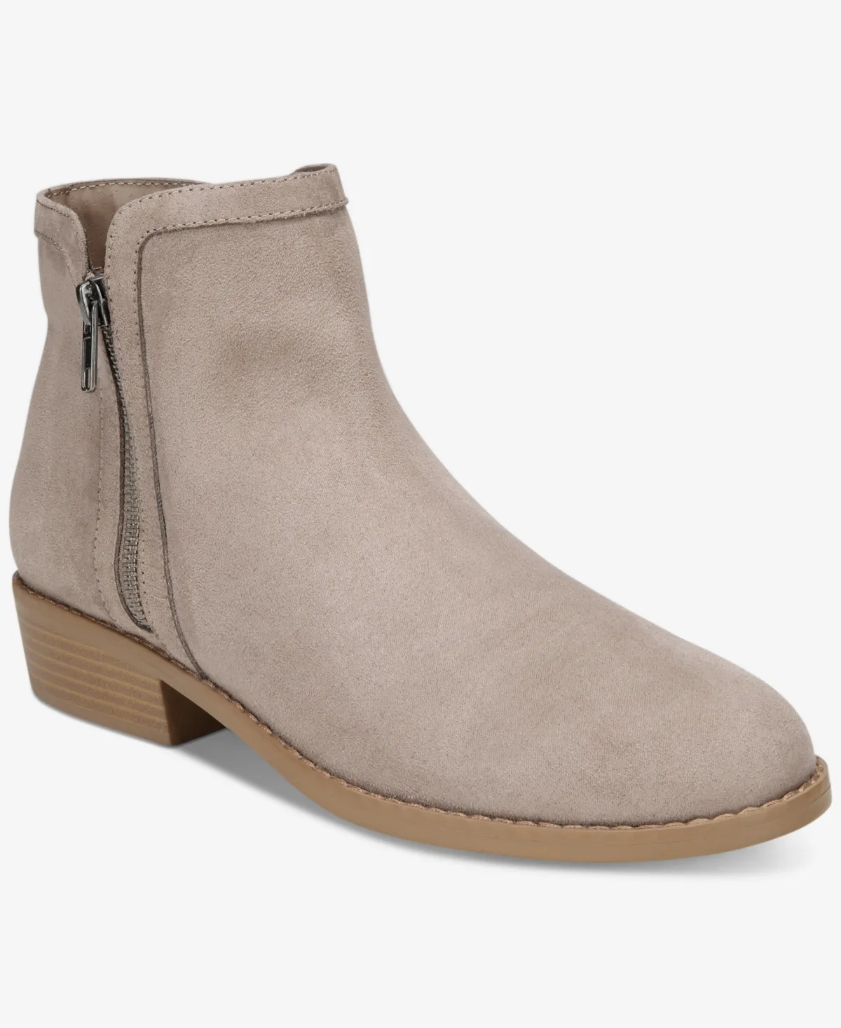 Tacee Zip Bootie Block-Heel Ankle Round-Toe Booties by Style & Co