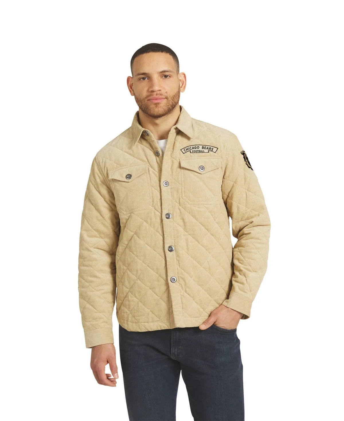 Darius Rucker Collection by Fanatics Chicago Bears Button-Up Thin-Wale Corduroy Shacket by Fanatics