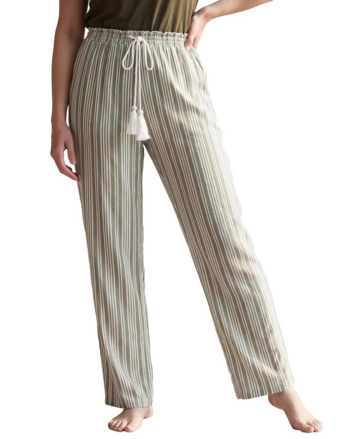 Wide-Leg Drawstring with Tassel Pants by Ellos