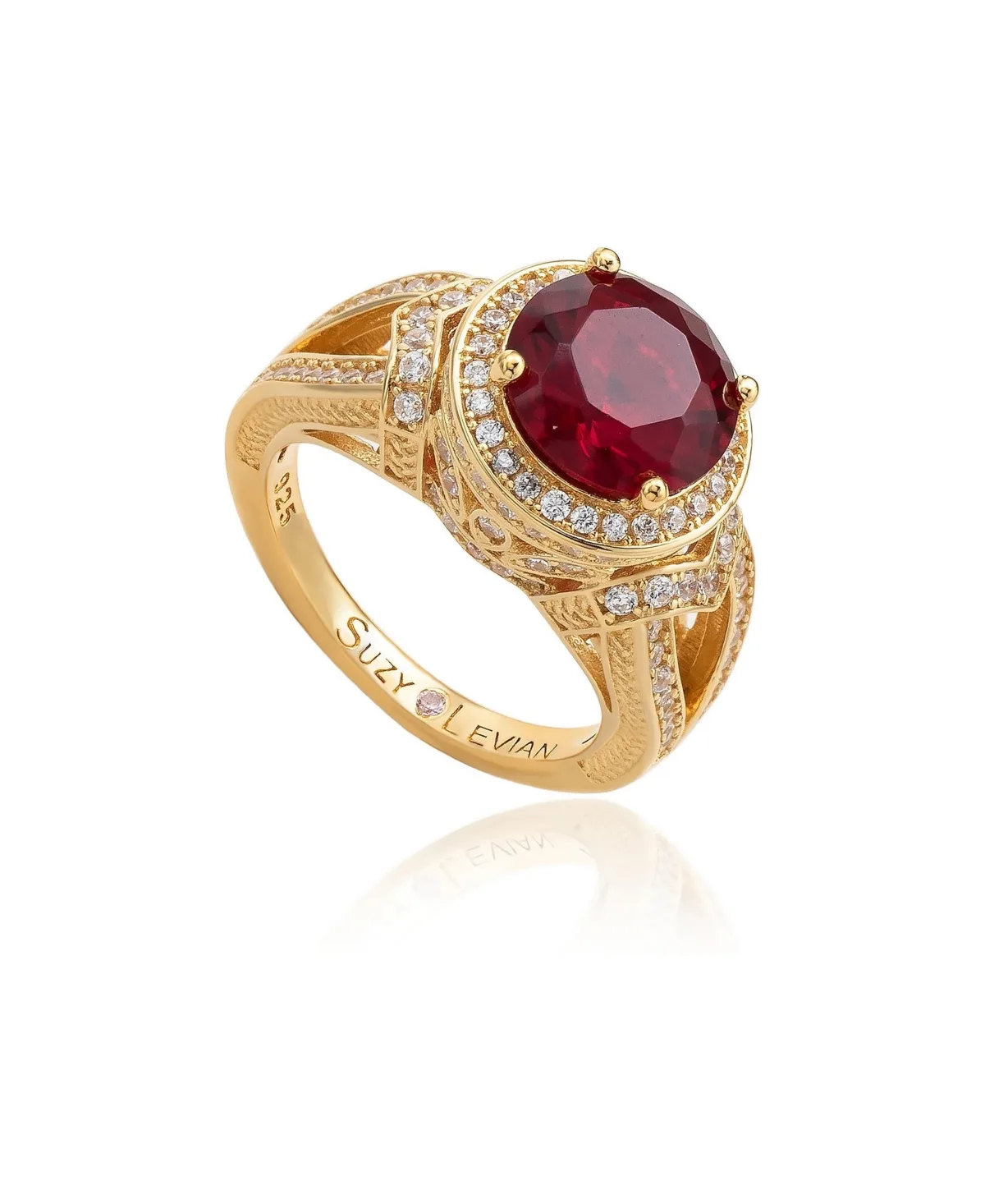 Cubic Zirconia Round Cut Engagement Ring by Suzy Levian New York