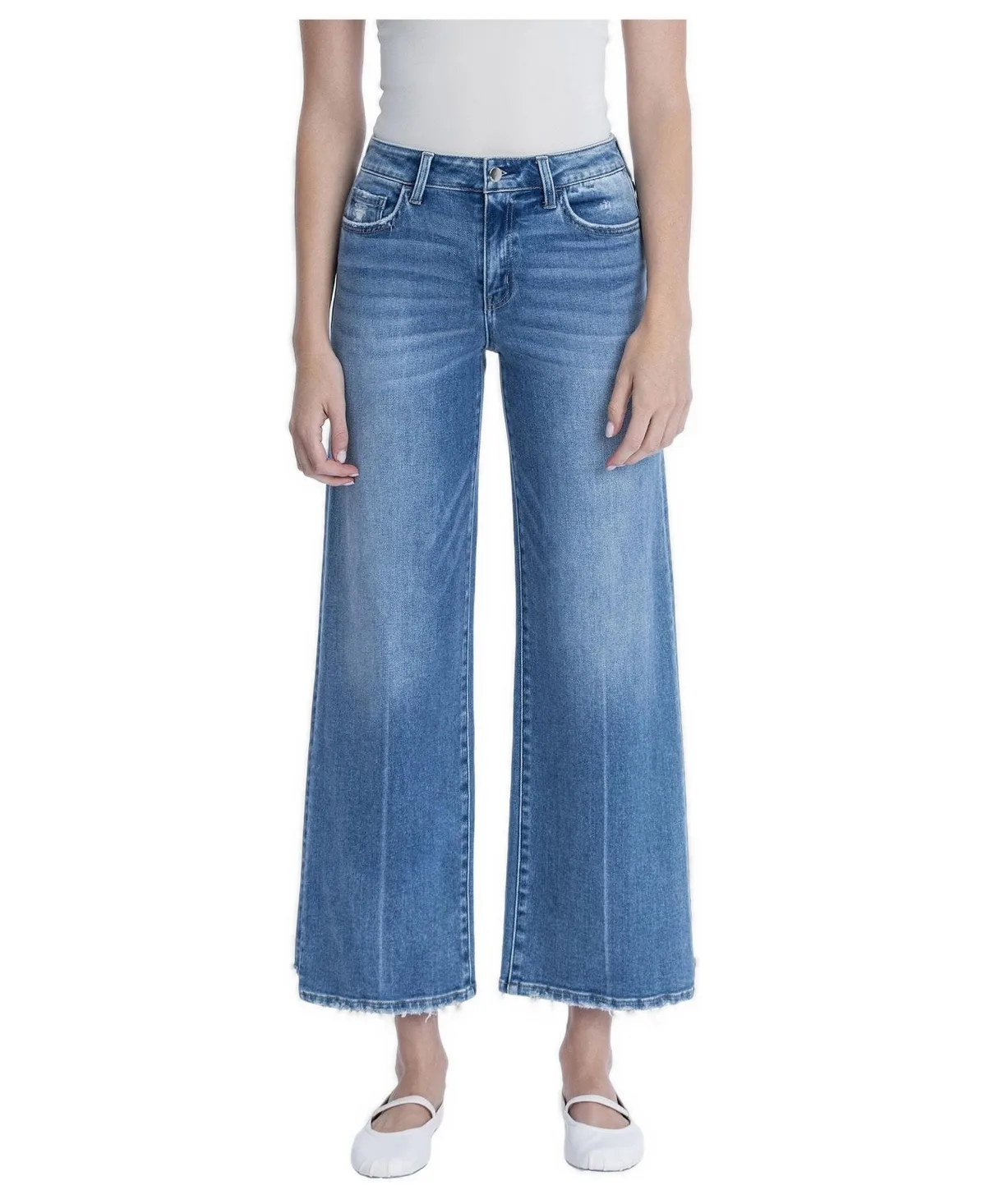 Wolf N Crane High-Rise Wide-Leg Step-Hem Denim Jeans