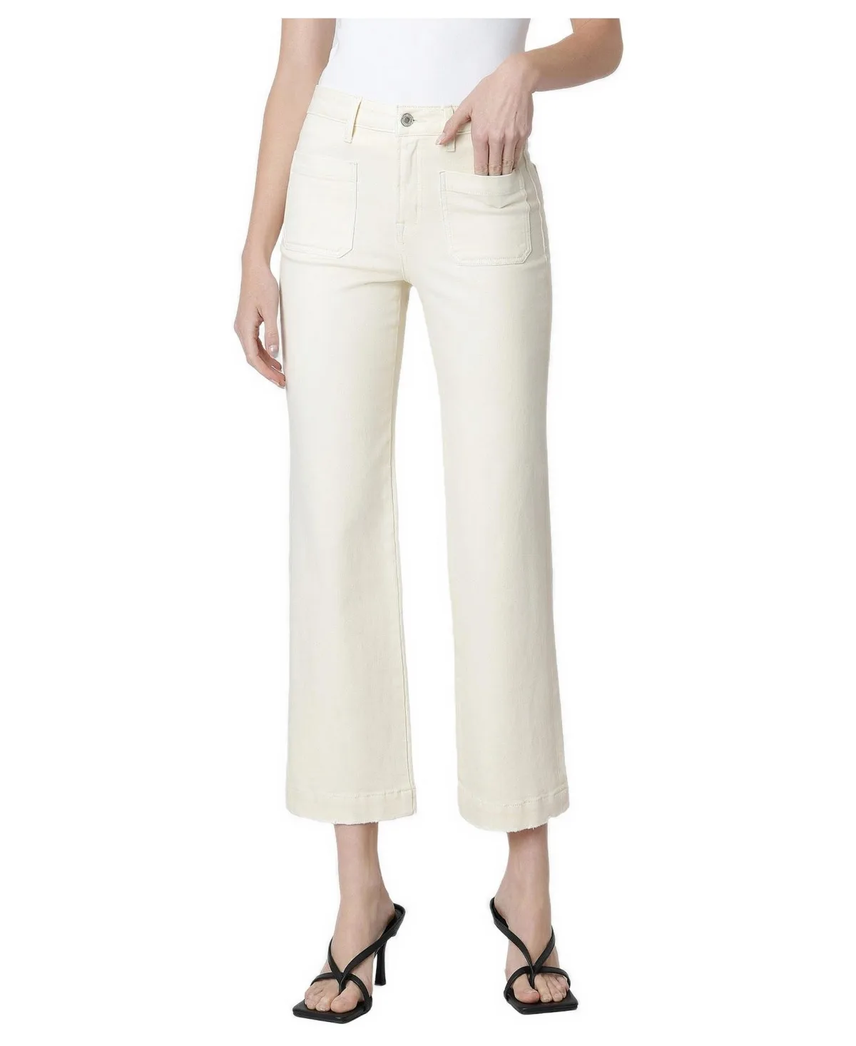High-Rise Wide-Leg Patch Pocket Jeans by Vervet