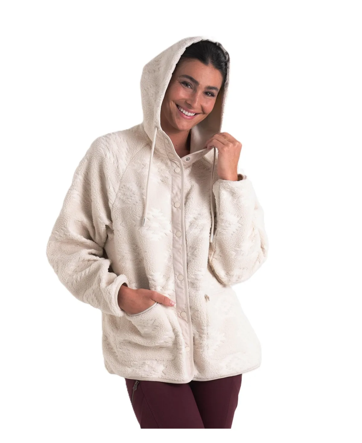 Embossed Snap Front Fleece Hooded Jacket by Legendary Whitetails