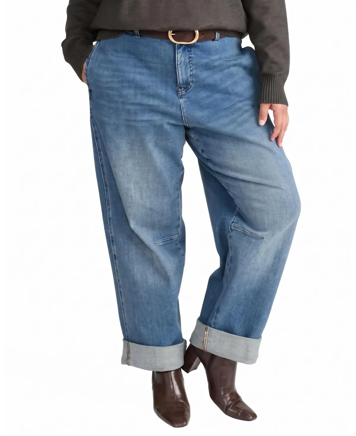 Brandi Cuffed Barrel Leg Jeans