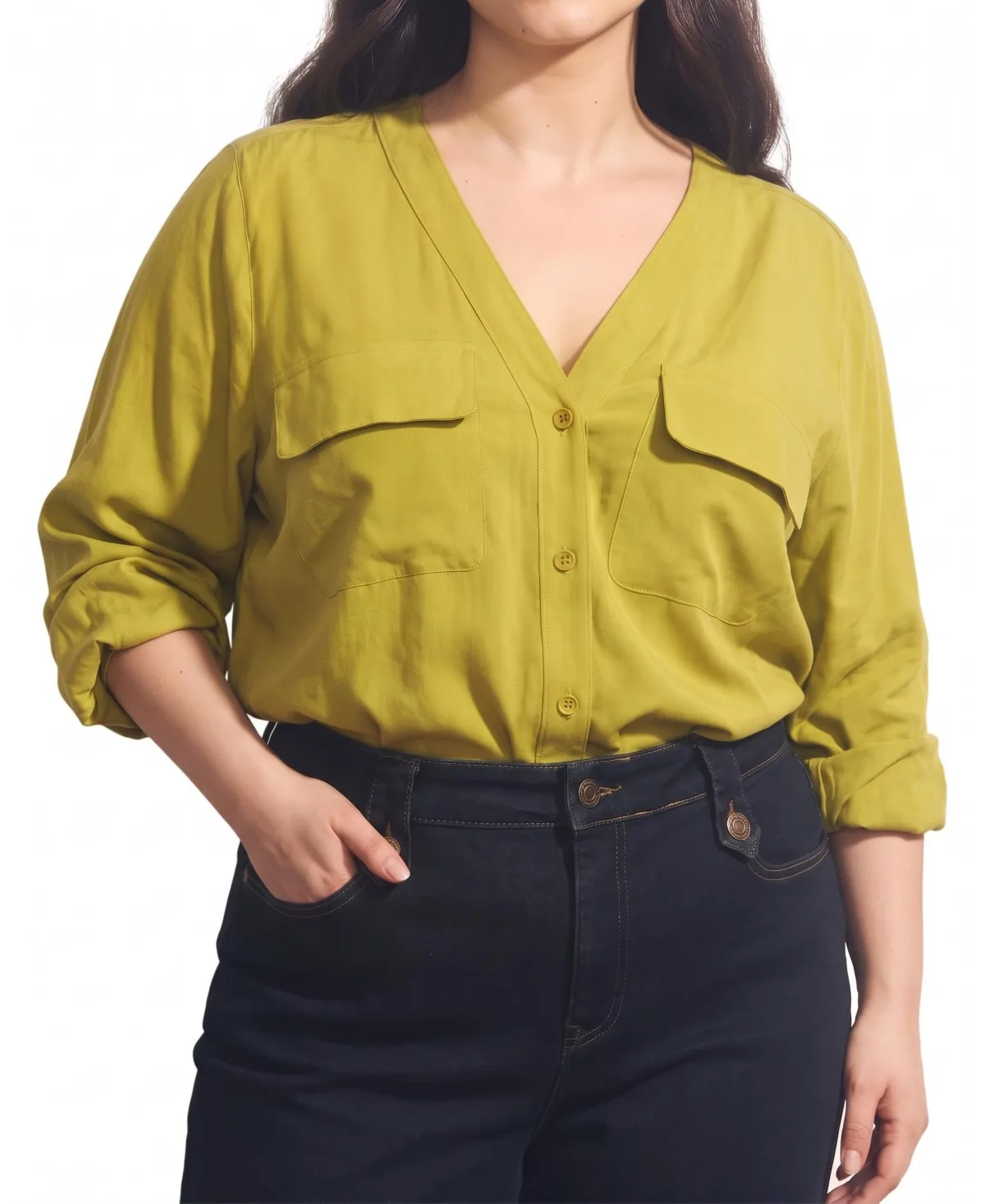 Stretch Cupro Button-Down Blouse by Universal Standard