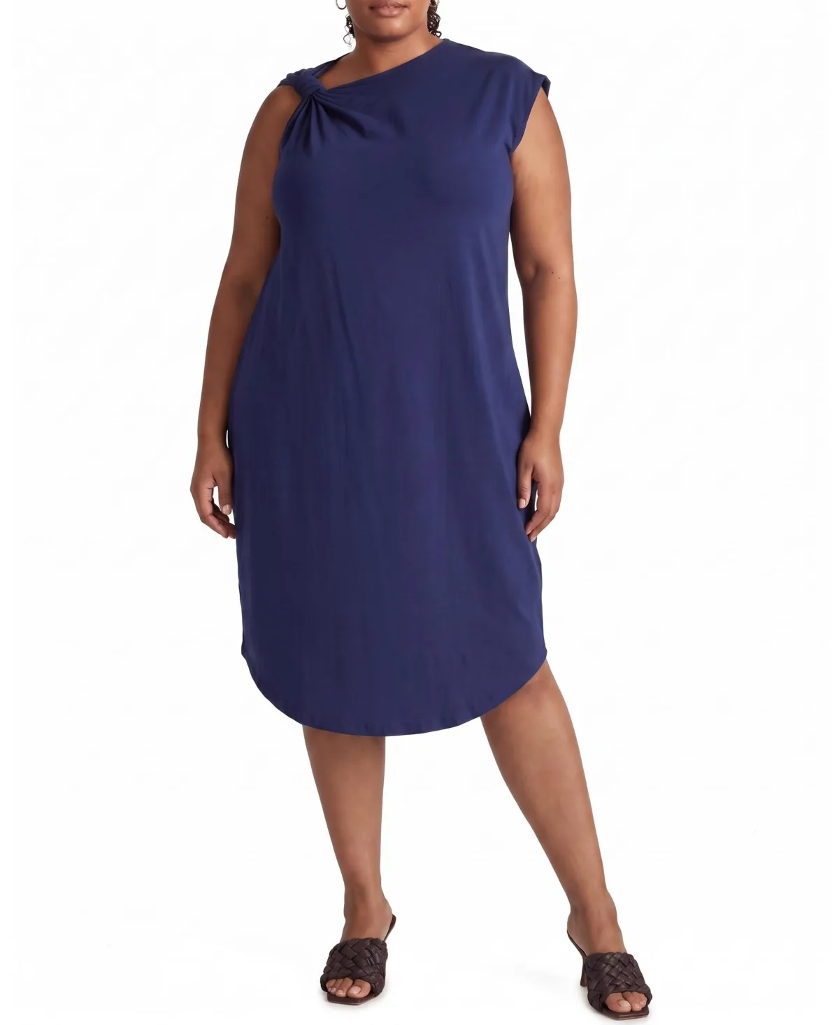 Asymmetric Shoulder-Knot Sleeveless Dress by Universal Standard