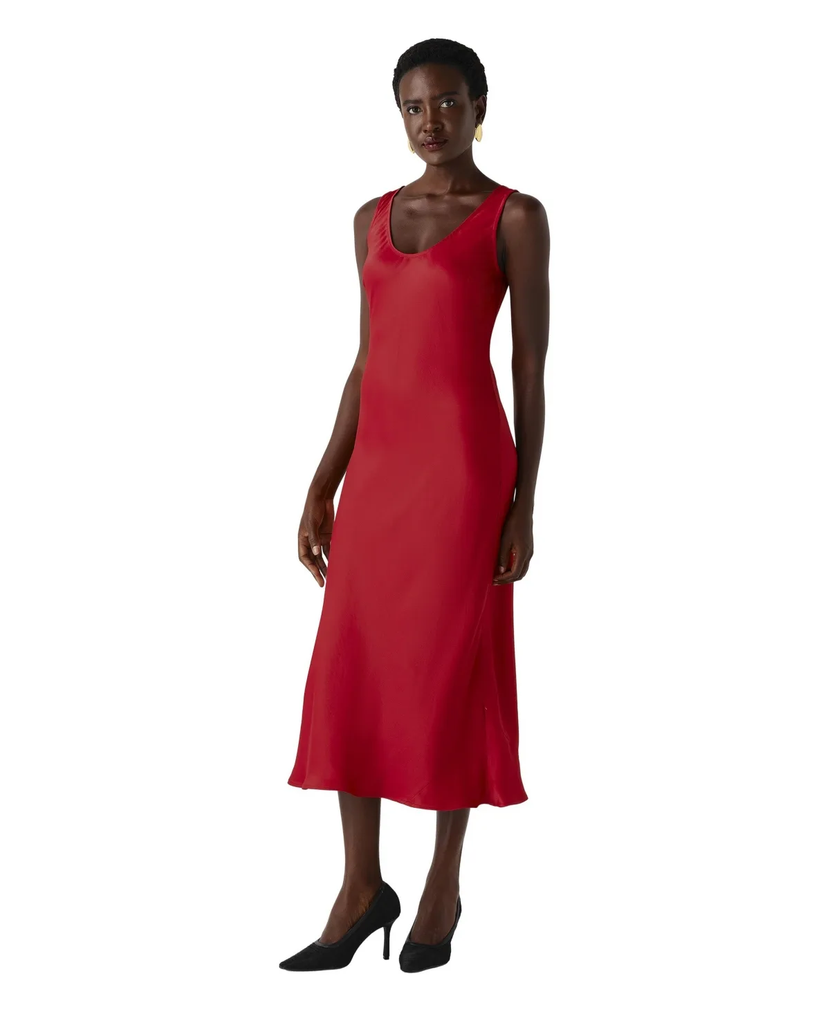 Palm Satin Sleeveless Slip Midi Dress by Ghost London