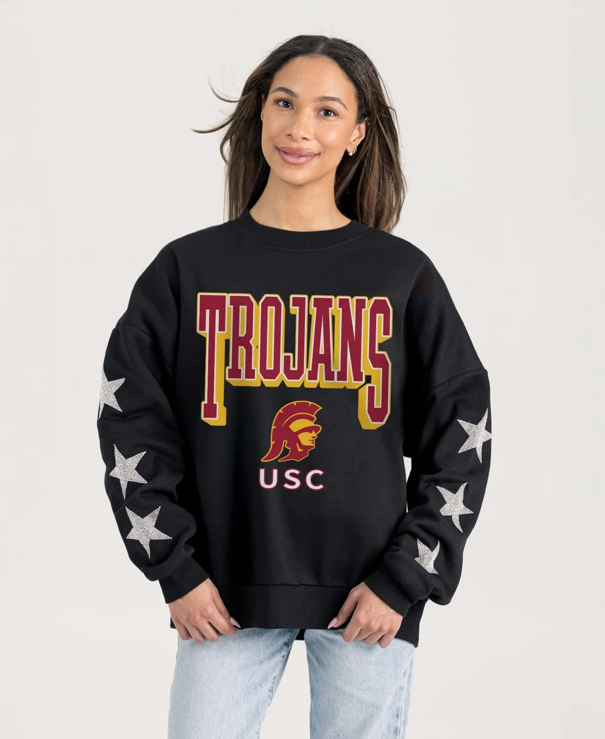 Usc Trojans Pure Victory Relaxed Rhinestone Pullover Sweatshirt by Gameday Couture