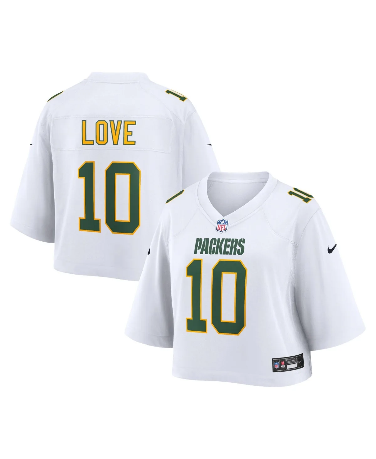 Jordan Love Green Bay Packers Cropped Fashion Game Jersey