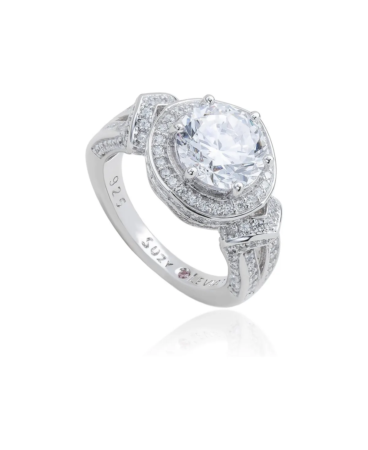 Cubic Zirconia Round-Cut Pave Ring