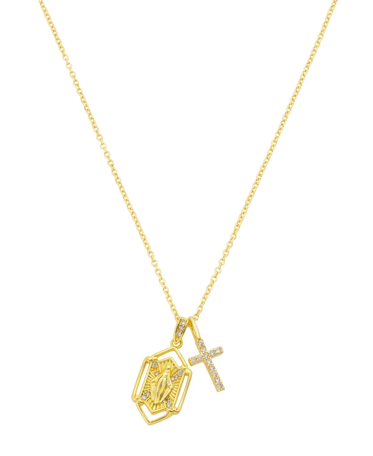 Cubic Zirconia Gold-Tone Cross Necklace by Unwritten