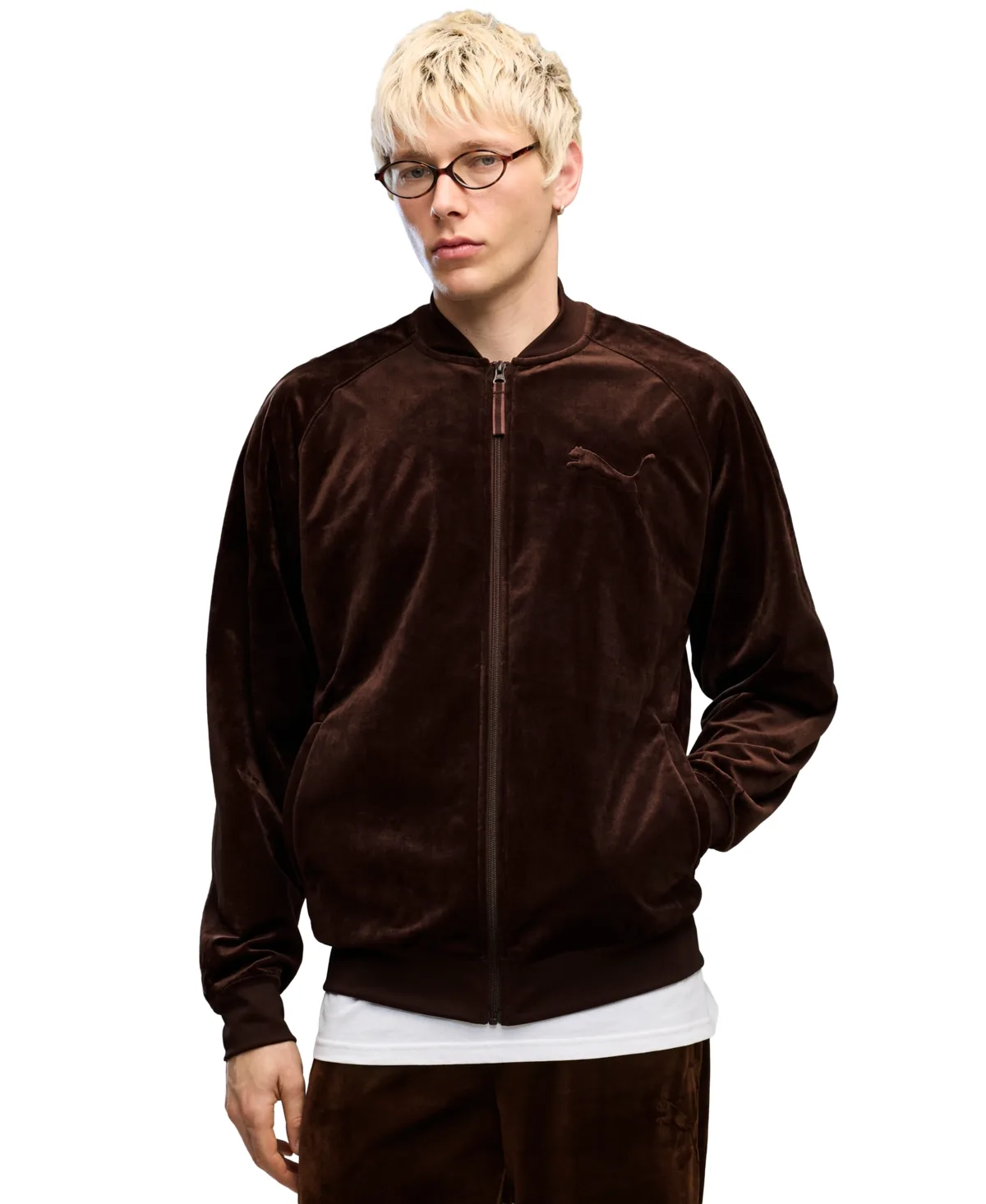 Relaxed Velour Full Zip Track Jacket
