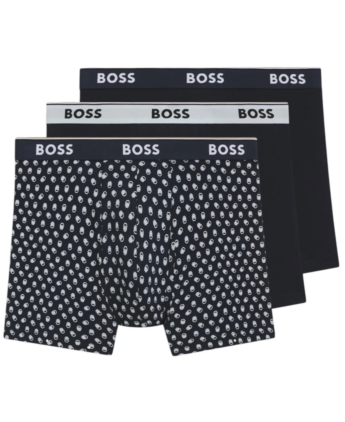 Power Cotton Stretch Exposed Elastic Waistband Boxer Briefs, 3-Pack by Hugo Boss