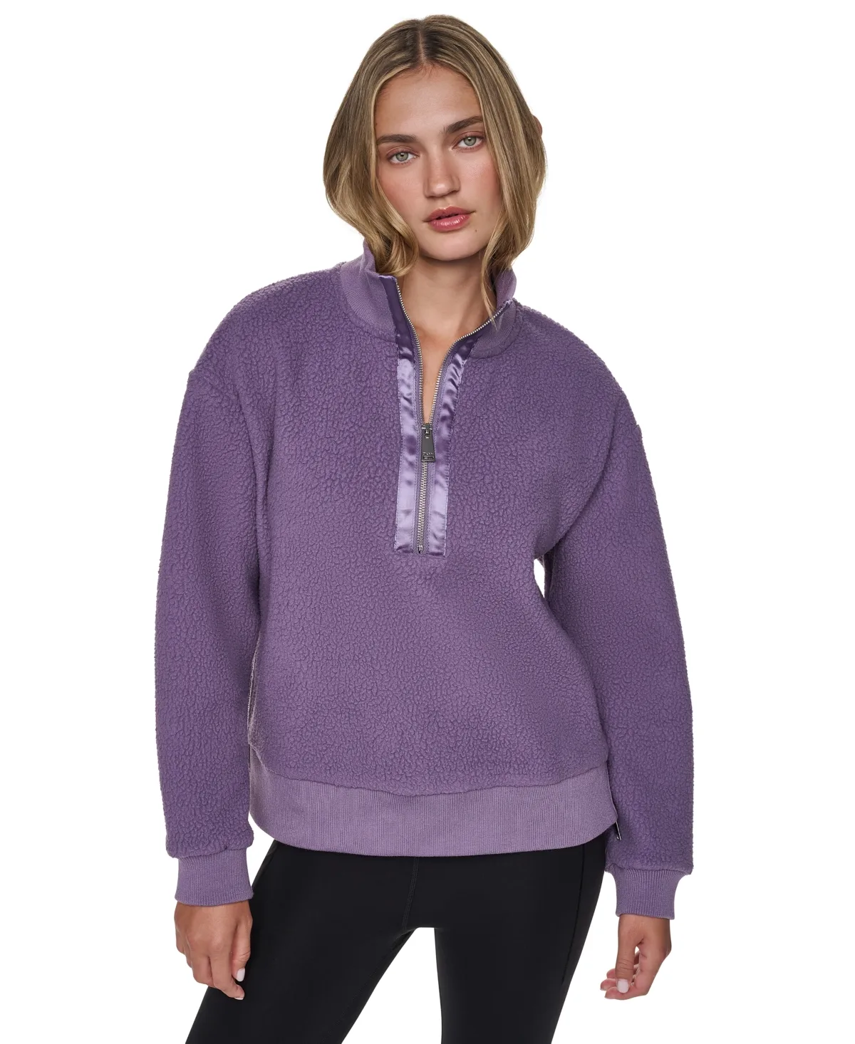 Sherpa Mock Neck Half-Zip Pullover by DKNY