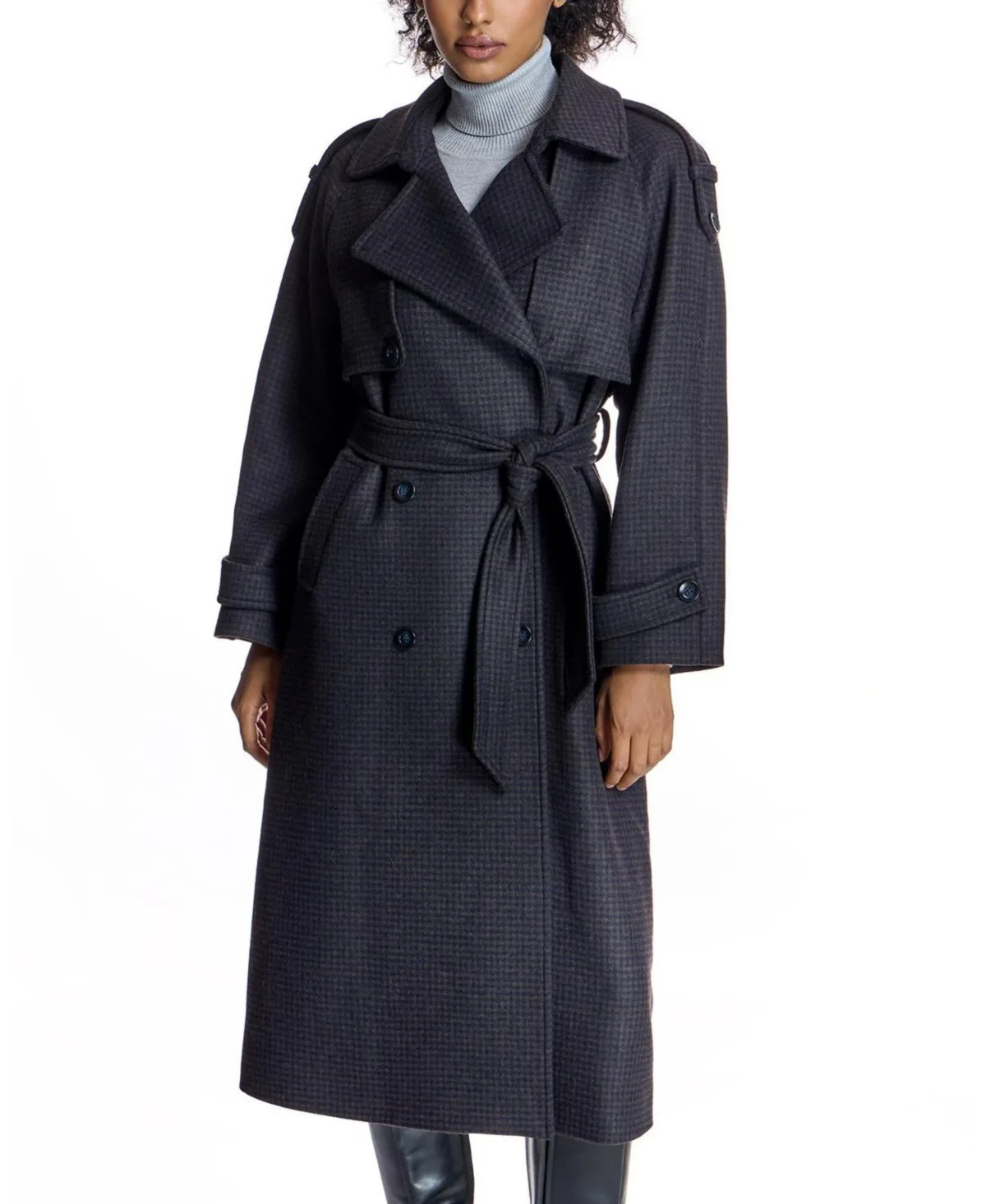 Wool-Blend Houndstooth Trench Coat by Julia & Stella by Maximilian