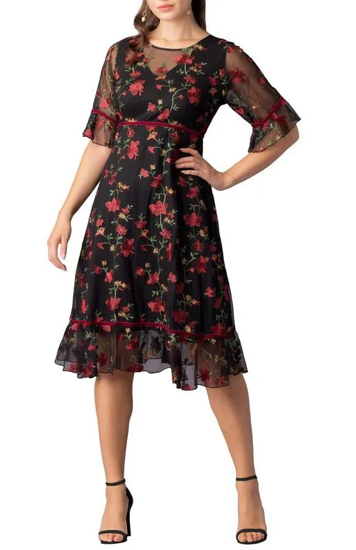 Wildflower Embroidered Floral Mesh Dress by Kiyonna